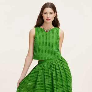 Women's Eyelet Shell Tank Top - kate spade new york Green S - Picture 1 of 4
