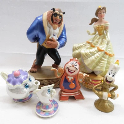 Vintage Disney Beauty and the Beast Ceramic Figurines Lot Belle w/Gem Base!! - Image 1 of 4