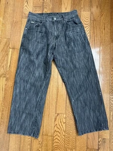 Southpole 4180 Black Denim Baggy Skater Y2k Wide Leg Mens Jeans 32x28 - Picture 1 of 11