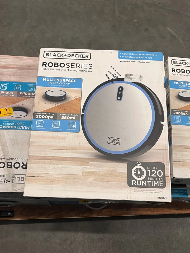 Black & Decker BDRV1 Robot Vacuum Cleaner Multi Surface WiFi Smart App Control - Image 1 of 1