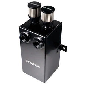 New 3L 2x 12AN Black Aluminium baffled Oil Catch Can Breather Tank Filter +Drain - Picture 1 of 6