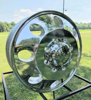 4) 17"X6.5 DODGE RAM 3500 8 LUG "ALCOA STYLE"  DUALLY POLISHED WHEELS NEW W/LUGS - Image 1 of 2