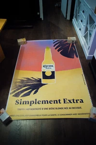 CORONA EXTRA BEER grande poster francese vintage pubblicità bevande originale anni 2010 - Foto 1 di 7