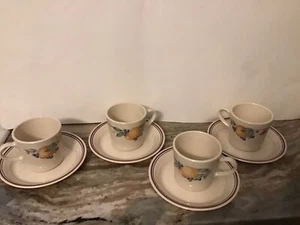Corning Corelle ABUNDANCE Coffee Cup Mug Saucers Set of 4 Fruits - Picture 1 of 5