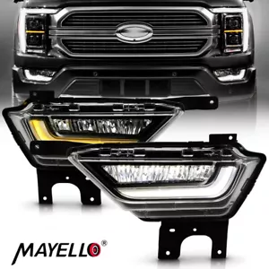 For 2021-2023 Ford F150 XL XLT LED Bumper Fog DRL Lights w/Bulbs&Wire Left+Right - Picture 1 of 9