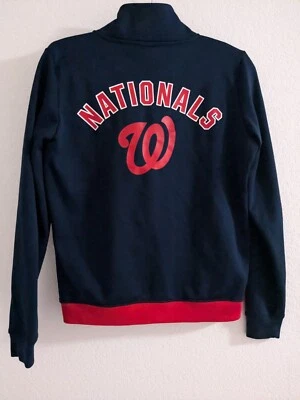 Washington Nationals MLB Pink Brand Women’s Sweater Size Small Red Navy Full Zip - Image 1 of 4