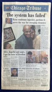 2003 Chicago Tribune 'SYSTEM HAS FAILED' Illinois Gov Ends Capital Punishment - Picture 1 of 5