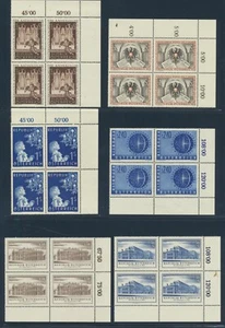 Austria 580, 588, 596-8, 606-7, 611 1952-56 8 bloques numéricos de esquina de 4 NH - Imagen 1 de 2