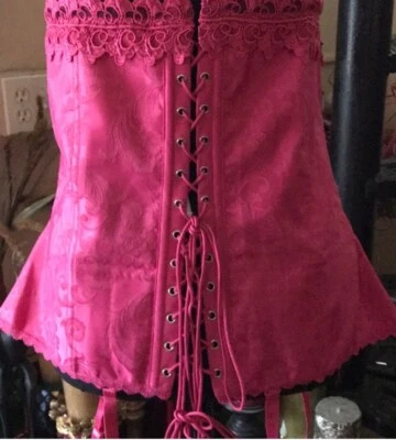 Frederick’s Rosa Satinado Corsé Bustier Prendas moldeadoras 4 Ligas Lencería Talla Grande 40 Foto 1 de 4