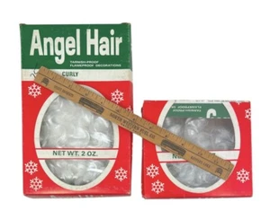 Vintage MCM National Tinsel Co. Cajas de pelo de ángel rizado de vidrio hilado de Navidad - Imagen 1 de 3