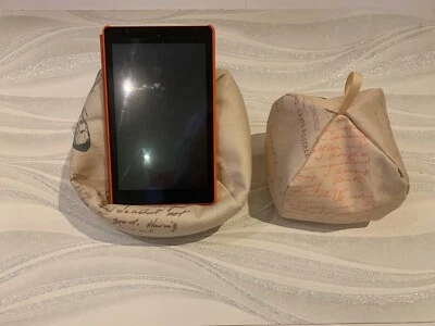 Vintage Butterfly Words XL iPad Pro tablet cushion Beanbag stand holder kindle - Image 1 of 4