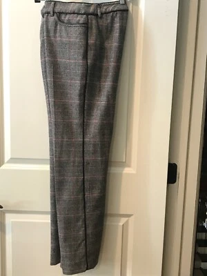 Etcetera клетку шерсти брюки размер 4 черный красный серый складки отделки - Изображение 1 из 4