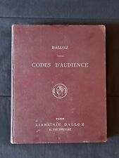 CODES D'AUDIENCE DALLOZ - Suivis de lois, ordonnances & décrets usuels janv 1952