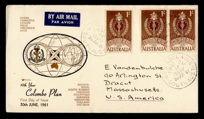 DR WHO 1961 AUSTRALIA FDC COLOMBO PLAN ROYAL CACHET PAIR M37983 - Image 1 of 2