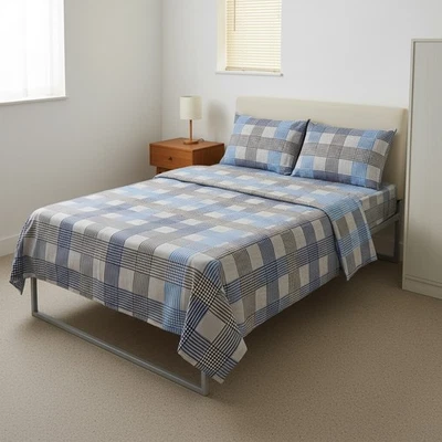 CALEFFI copripiumino matrimoniale con federe in cotone BRITISH blu - Immagine 1 di 3