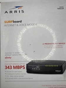 ARRIS MODEM SURFBOARD TM822R INTERNETOWY MODEM GŁOSOWY BOX I KABLE DOCSIS 343 MBPS - Zdjęcie 1 z 5