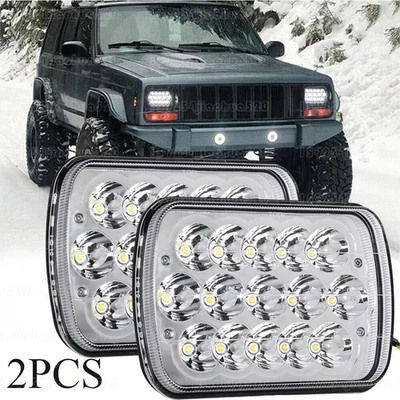 For Jeep 84-2001 Cherokee XJ 86-1995 Wrangler 5x7" 7x6 LED Headlights Pair - Image 1 of 4