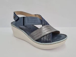 Riposella Sandali Donna ILENIA Con Zeppa, Strappo ed Elastici - BLU (Blue/Grigio - Imagen 1 de 5