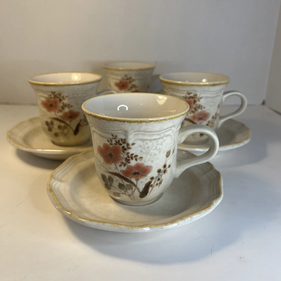 Platillo taza café té flores de paja Mikasa Country Charm (4 juegos) Japón MG15 Foto 1 de 4