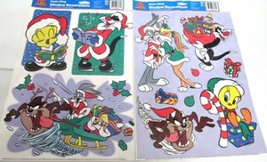 Vtg Looney Tunes Window Cling Christmas Static Decorations Warner Bros. 2 Pack - Picture 1 of 8