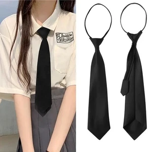Cravatta unisex nera semplice clip su cravatta sicurezza uniforme camicia tuta cravatte steward - Foto 1 di 8