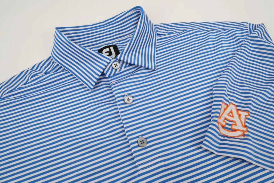 Camisa Polo Footjoy Para Hombres Grande Auburn Tigers Golf Performance Azul Rayas Foto 1 de 4