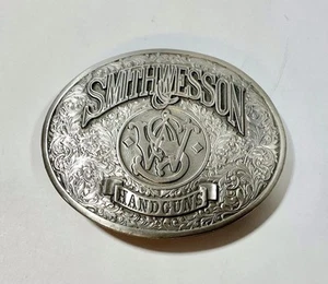 Vtg. Bergamot Pewter Belt Buckle Smith & Wesson Handguns K300 Made In USA - Rare - Picture 1 of 7