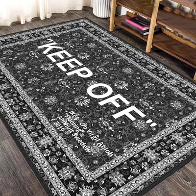 Keep Off Modern Rug, Minimalist Quote Carpet, Unique Typography Floor Mat - Image 1 of 4