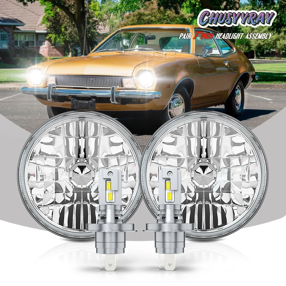 Pair for Chevrolet C10 C20 Pickup K10 K20 7"inch Round LED Headlights High Low - Image 1 of 4