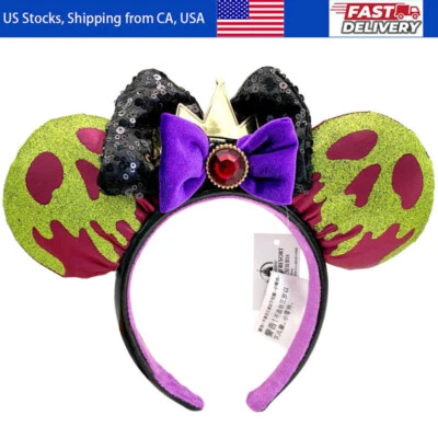 Mujer Fantasma Amarillo Lentejuelas Negras Orejas de Ratón Disneyland Diadema con Perla Roja Foto 1 de 4