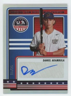 2023 Panini USA Baseball Stars & Stripes Holo Auto Daniel Arambula Auto 11/25 - Image 1 of 2