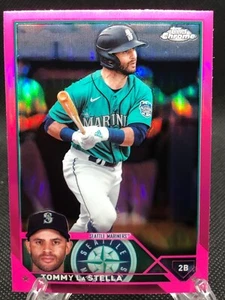 TOMMY LA STELLA 2023 TOPPS CHROME UPDATE**PINK REFRACTOR**#USC25_MARINERS - Picture 1 of 2