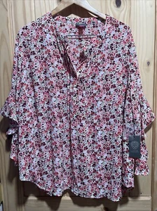 Vince Camuto Rüschenärmel Desert Sommer/Elfenbein Bluse 3X - Bild 1 von 4