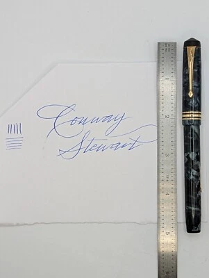 Conway Stewart No. Pluma Estilográfica 388 Celuloide Azul Oro 14k Plumín Restaurada Foto 1 de 4
