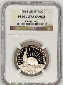 1986-S Liberty Half Dollar 50C NGC PF70 Ultra Cameo Beautiful USA GEM! - Picture 1 of 6