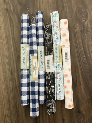 Tela cuadrada Crafter’s 18x21” 100 % algodón a cuadros lunares conejitos de granja Foto 1 de 2