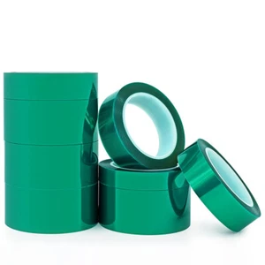Green Polyester Tape 33m PET High Temp Temperature Masking Tape Powder Coating - Picture 1 of 7