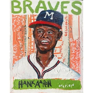 Hank Aaron Original Acryl auf Leinwand 16x20 von Sergio Santos @ElSantosWorld - Bild 1 von 1