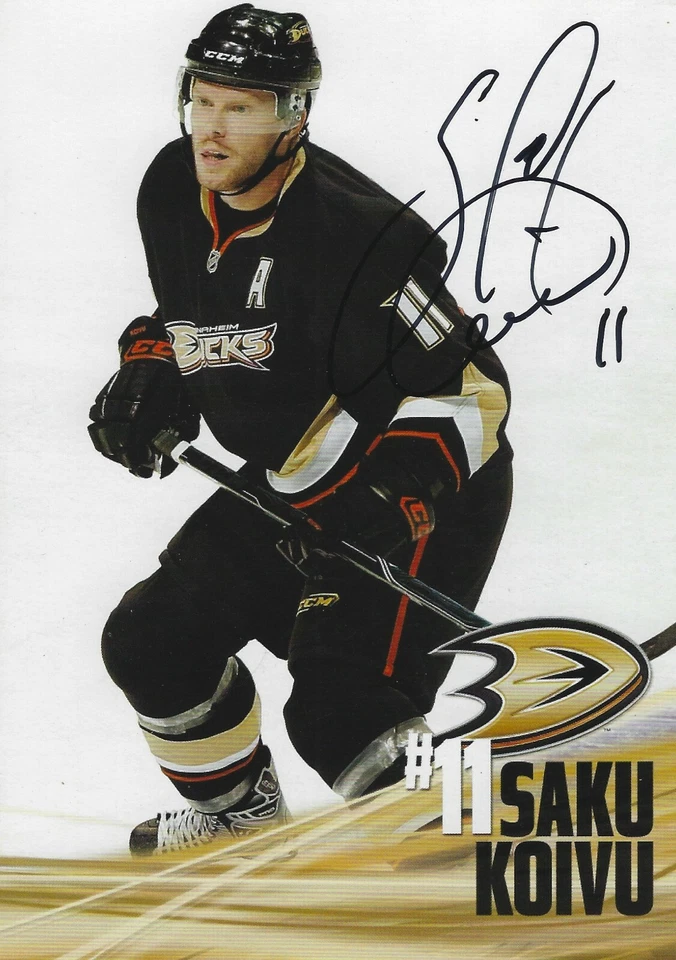 Foto firmada autografiada por Saku Koivu 5x7 - Juegos Olímpicos de los Patos de la NHL - con certificado de autenticidad Foto 1 de 1