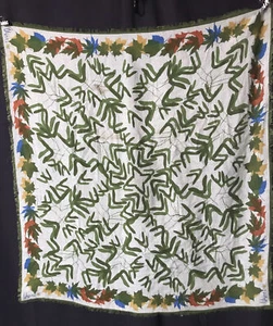 Bufanda de colección Vera otoño hoja de roble de arce 28"" cuadrada algodón deshilachado bordes emplumados como - Imagen 1 de 7