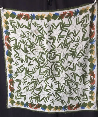De Colección Vera Bufanda Otoño Hoja de Roble Arce 28” Cuadrado Algodón Deshilachado Bordes Plumados Como Foto 1 de 4