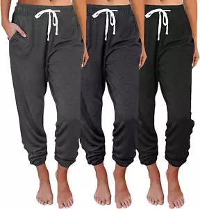 3 Packs Womens Sweatpants Baggy Comfy Lounge Pants Yoga Joggers Workout Pajamas - Picture 1 of 5