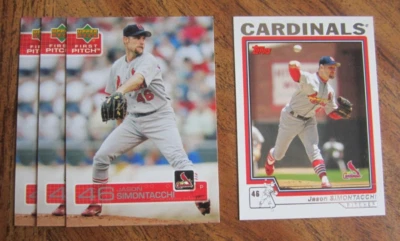 Jason Simontacchi Lot of 4 Trading Cards MLB Baseball St. Louis Cardinals - Image 1 of 2