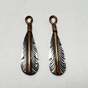 Pendientes de plata de ley 925 joyas de plumas de oro faltan 2,9 g pendientes aros - Imagen 1 de 7