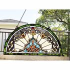 Stained Glass Window Panel Half Moon Handcrafted Suncatcher ONLY ONE THIS PRICE