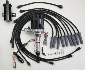 BUICK NAILHEAD 401 425 BLACK SMALL FEMALE HEI DISTRIBUTOR +45K Coil +8.5mm Wires - Picture 1 of 2
