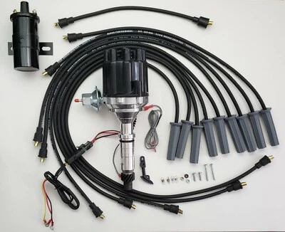 BUICK NAILHEAD 401 425 NEGRO PEQUEÑO HEMBRA DISTRIBUIDOR HEI +45K bobina + cables de 8,5 mm Foto 1 de 2