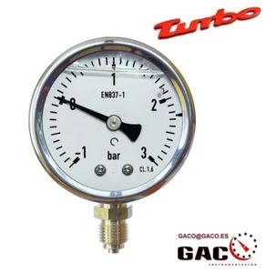 MANOMETRO VACUOMETRO -1 a +3 Bar 52 MM TURBO GLICERINA MANOVACUOMETRO - Imagen 1 de 2