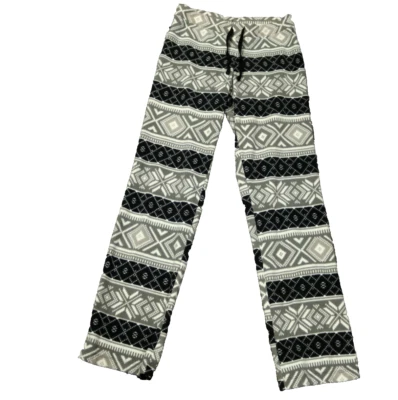 Old Navy Geometric Print Fleece Pajama Bottoms Elastic Waist Gray & Black XS - Image 1 of 4