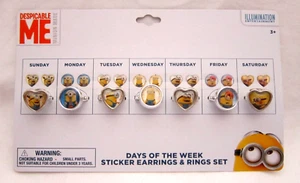 Disney Despicable Me Minions 7 Day a Week Ring&Press On Earrings-Brand New!AR4S - Picture 1 of 4